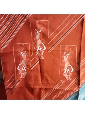 Vintage Hippie Scarf 24x26" 1970s Striped Polyester Deco women Print